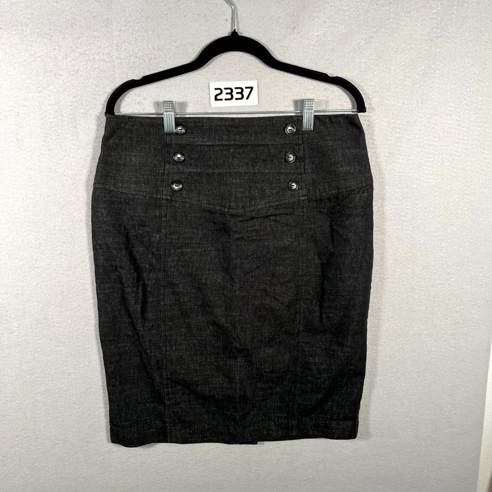 IZ BYER Pencil Skirt Womens 13 Black Cotton Stretch Denim Career Formal Business